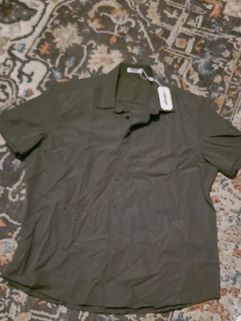 Men's Grey Coofandy Short-Sleeve Button Up Shirt